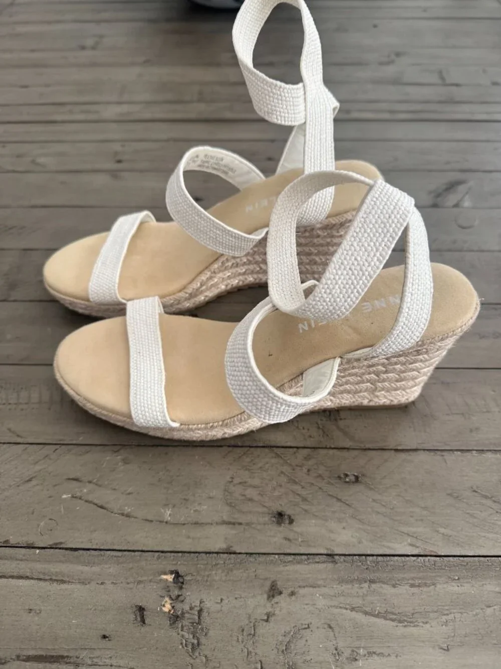 Anne Klein Willa Espadrille Wedge Platform Sandals White Size 9